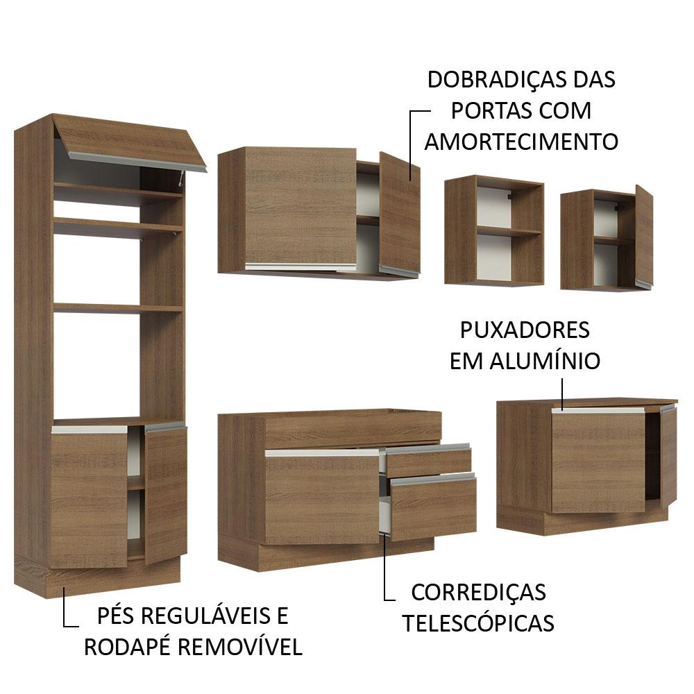Armário de Cozinha Completa 310cm Rustic Glamy Madesa 02