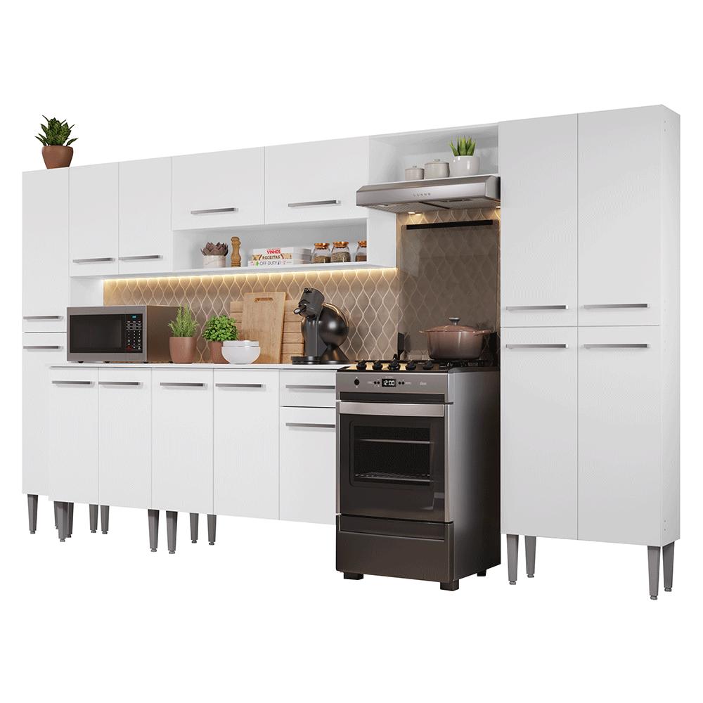 Armário de Cozinha Completa 325cm Branco Emilly Madesa 06