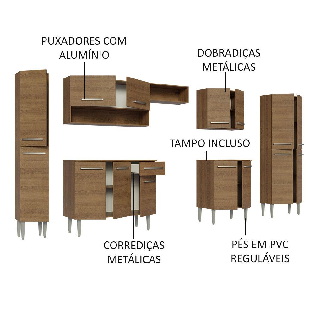 Armário de Cozinha Completa 325cm Rustic Emilly Madesa 02