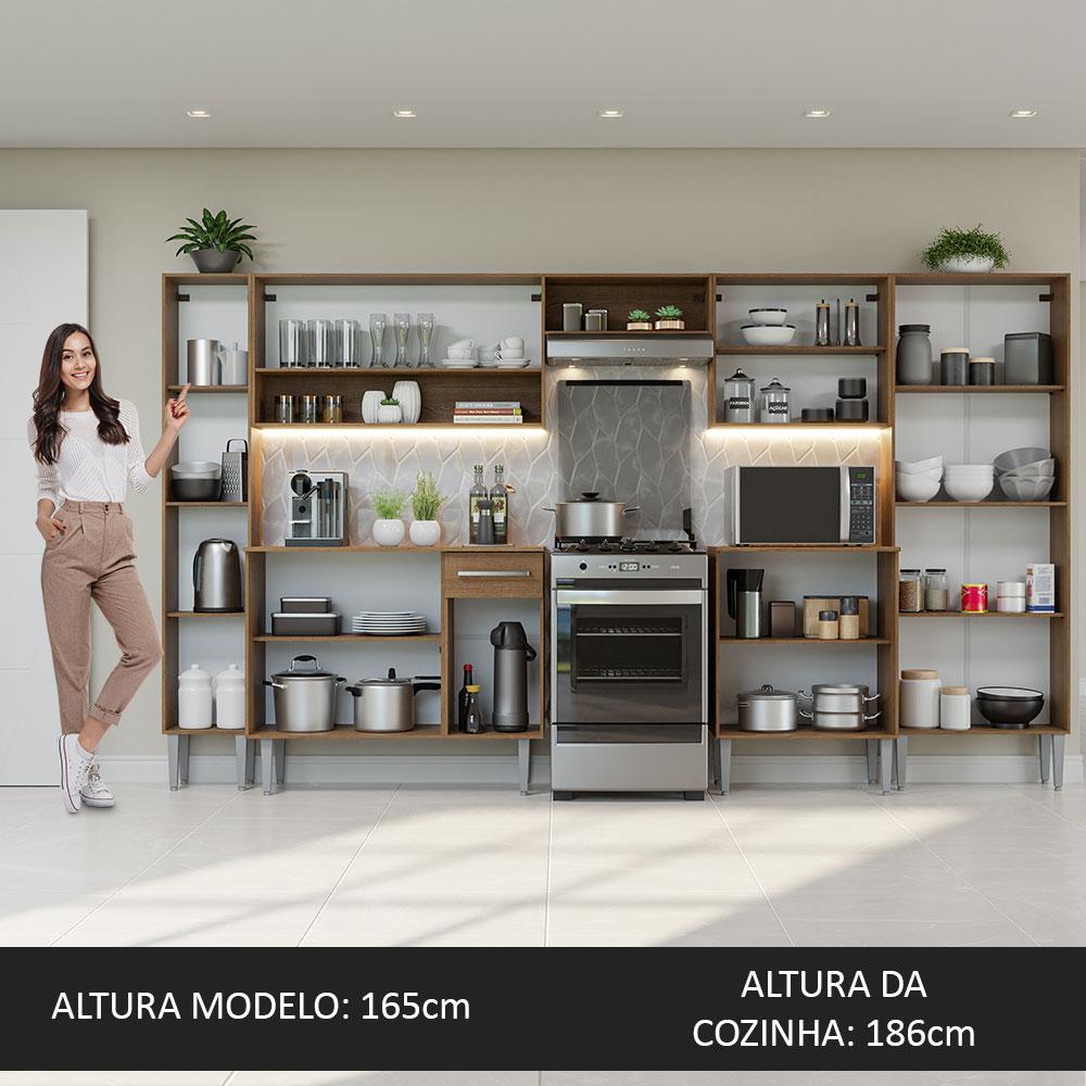 Armário de Cozinha Completa 325cm Rustic/Branco Emilly Madesa 02