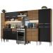 Armário de Cozinha Completa 325cm Rustic/Preto/Rustic Emilly Madesa 02