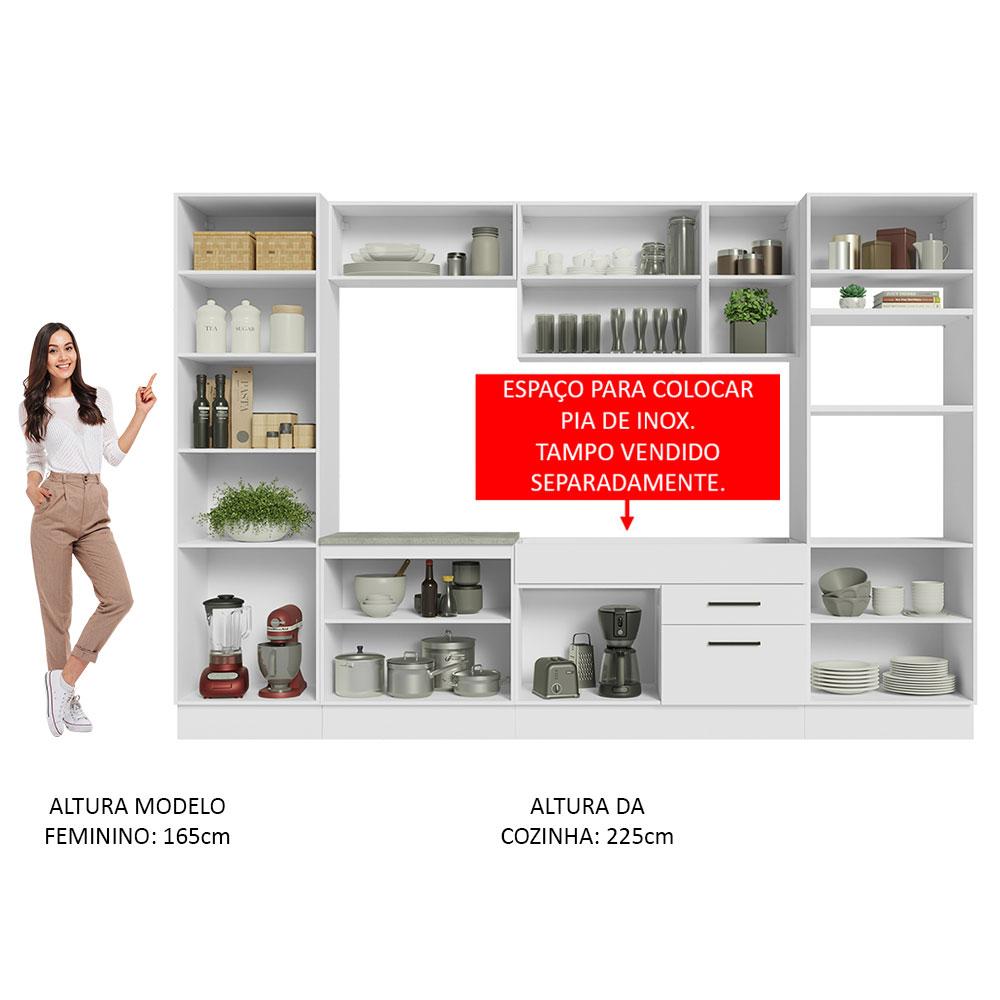 Armário de Cozinha Completa 330cm Branco Agata Madesa 02