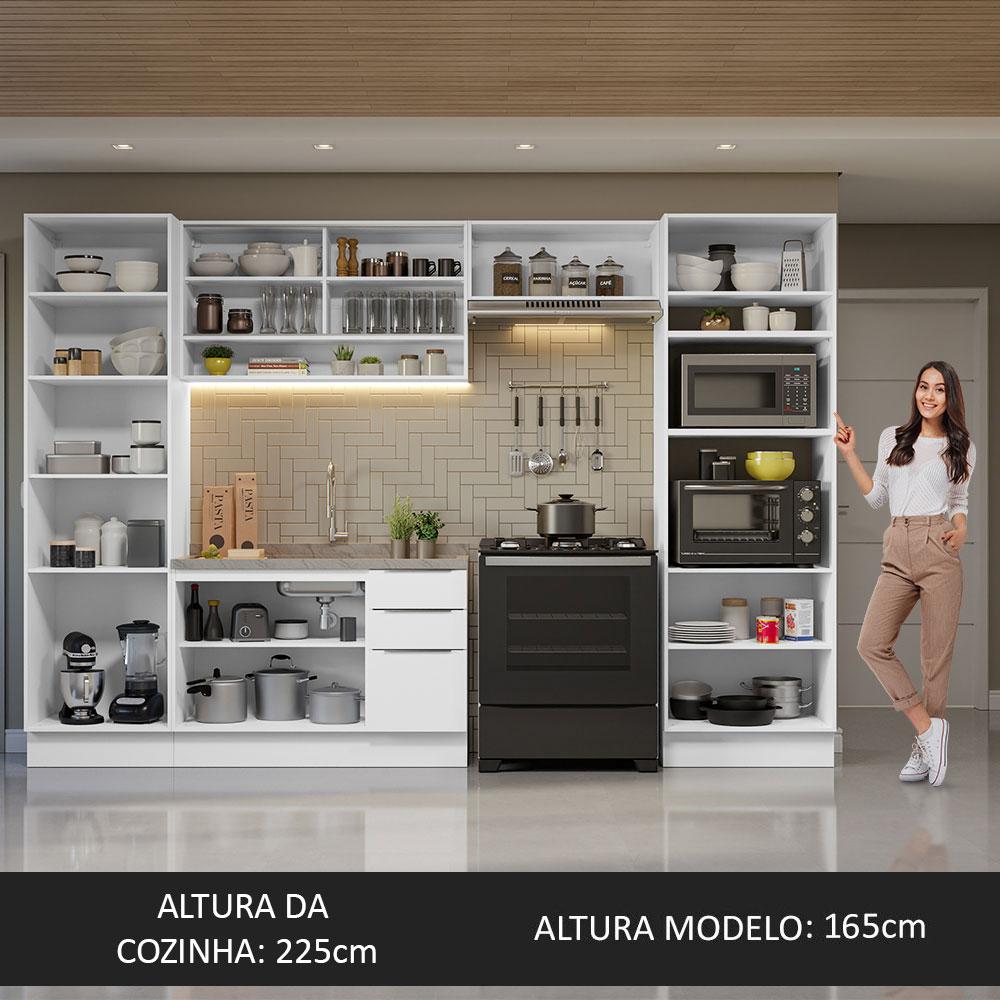 Armário de Cozinha Completa 330cm Branco Stella Madesa 03