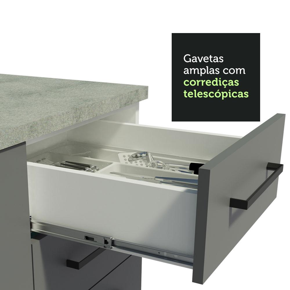 Armário de Cozinha Completa 330cm Branco/Cinza Agata Madesa 02