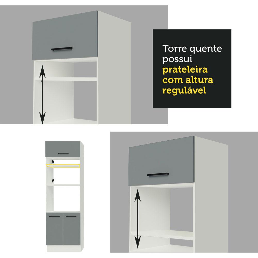 Armário de Cozinha Completa 330cm Branco/Cinza Agata Madesa 02
