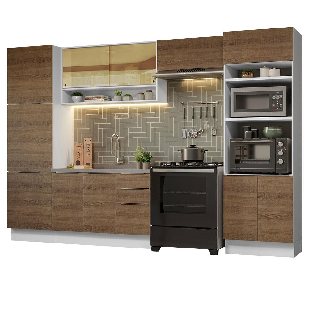 Armário de Cozinha Completa 330cm Branco/Rustic Stella Madesa 03