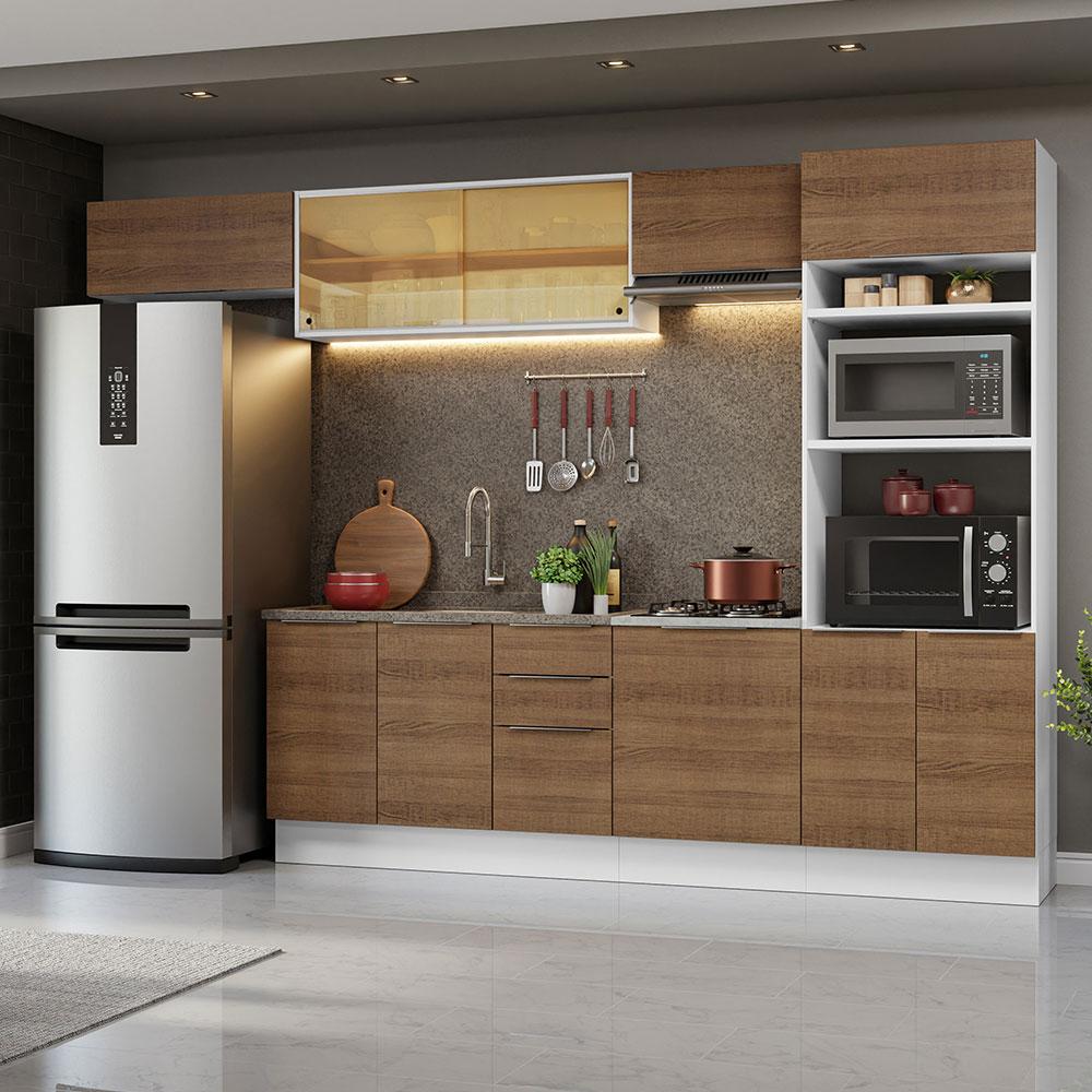 Armário de Cozinha Completa 330cm Branco/Rustic Stella Madesa 04
