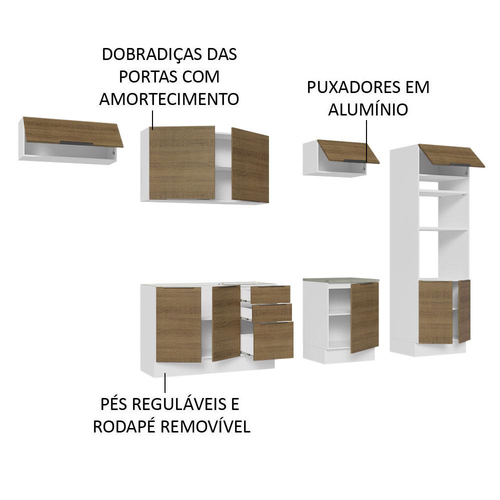 Armário de Cozinha Completa 330cm Branco/Rustic Stella Madesa 05