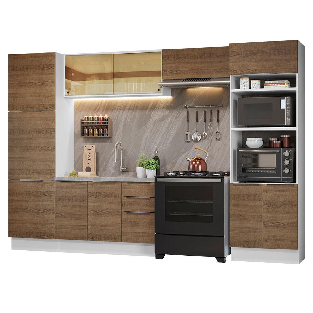 Armário de Cozinha Completa 330cm Branco/Rustic Stella Madesa 07