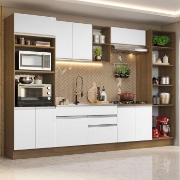 Armário de Cozinha Completa 330cm Rustic/Branco Glamy Madesa 03 é boa?