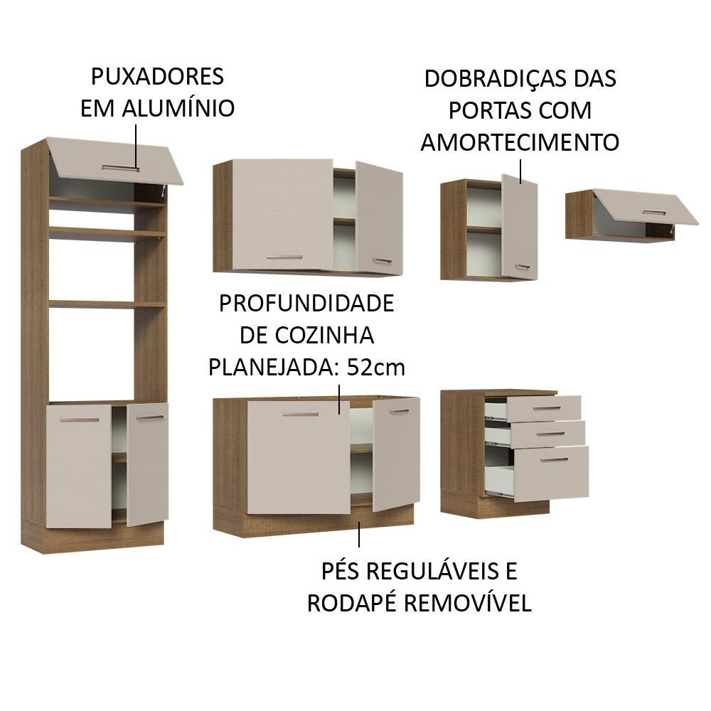 Armário de Cozinha Completa 330cm Rustic/Crema Agata Madesa 01