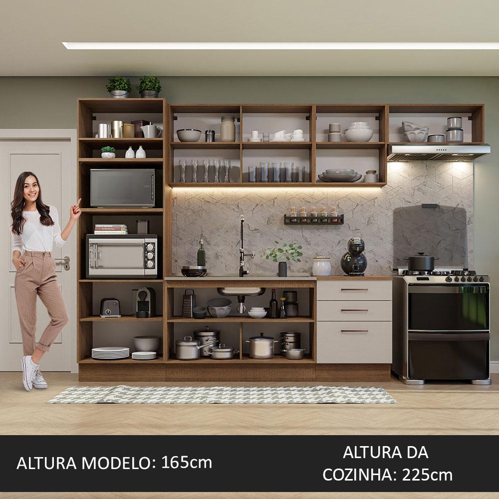 Armário de Cozinha Completa 330cm Rustic/Crema Agata Madesa 01