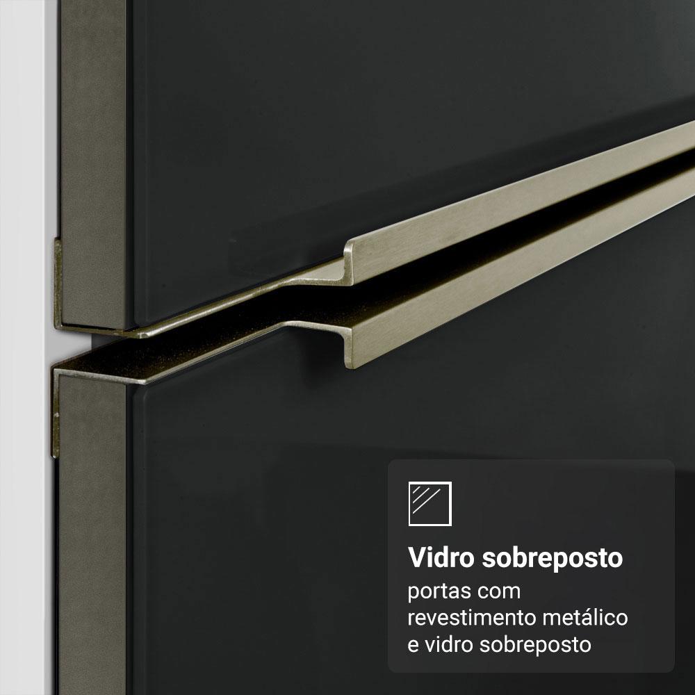 Armário de Cozinha Completa 340cm Branco/Preto Lux Madesa 02