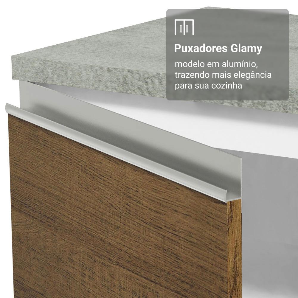 Armário de Cozinha Completa 340cm Branco/Rustic Glamy Madesa 01