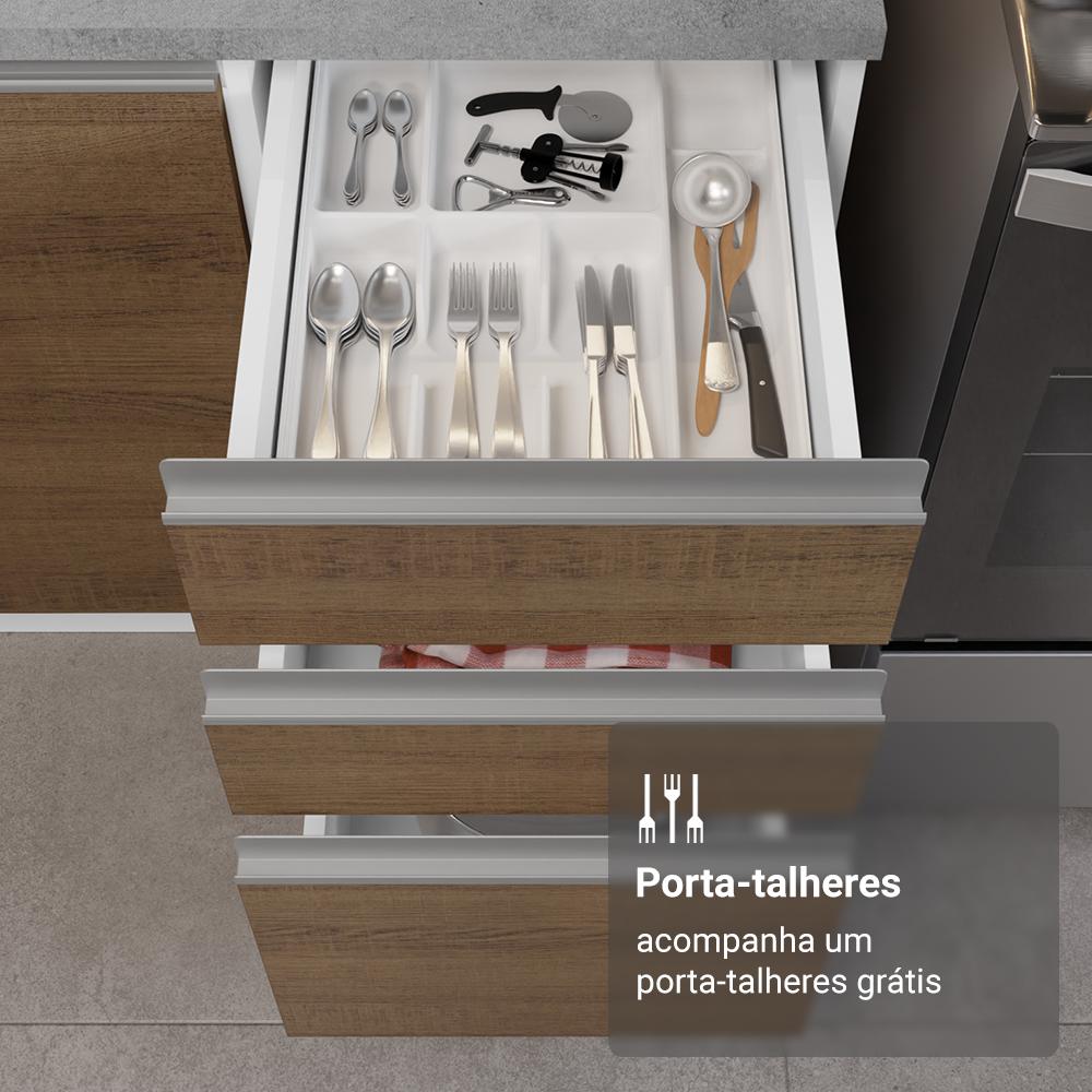 Armário de Cozinha Completa 340cm Branco/Rustic Glamy Madesa 01