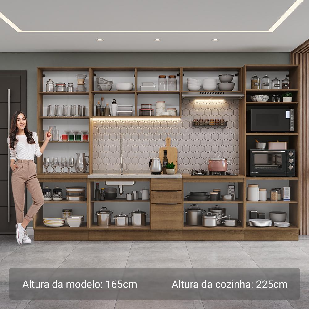 Armário de Cozinha Completa 340cm Rustic Stella Madesa 01