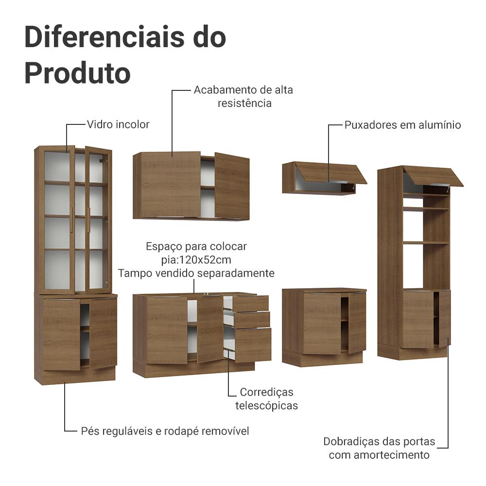 Armário de Cozinha Completa 340cm Rustic Stella Madesa 01