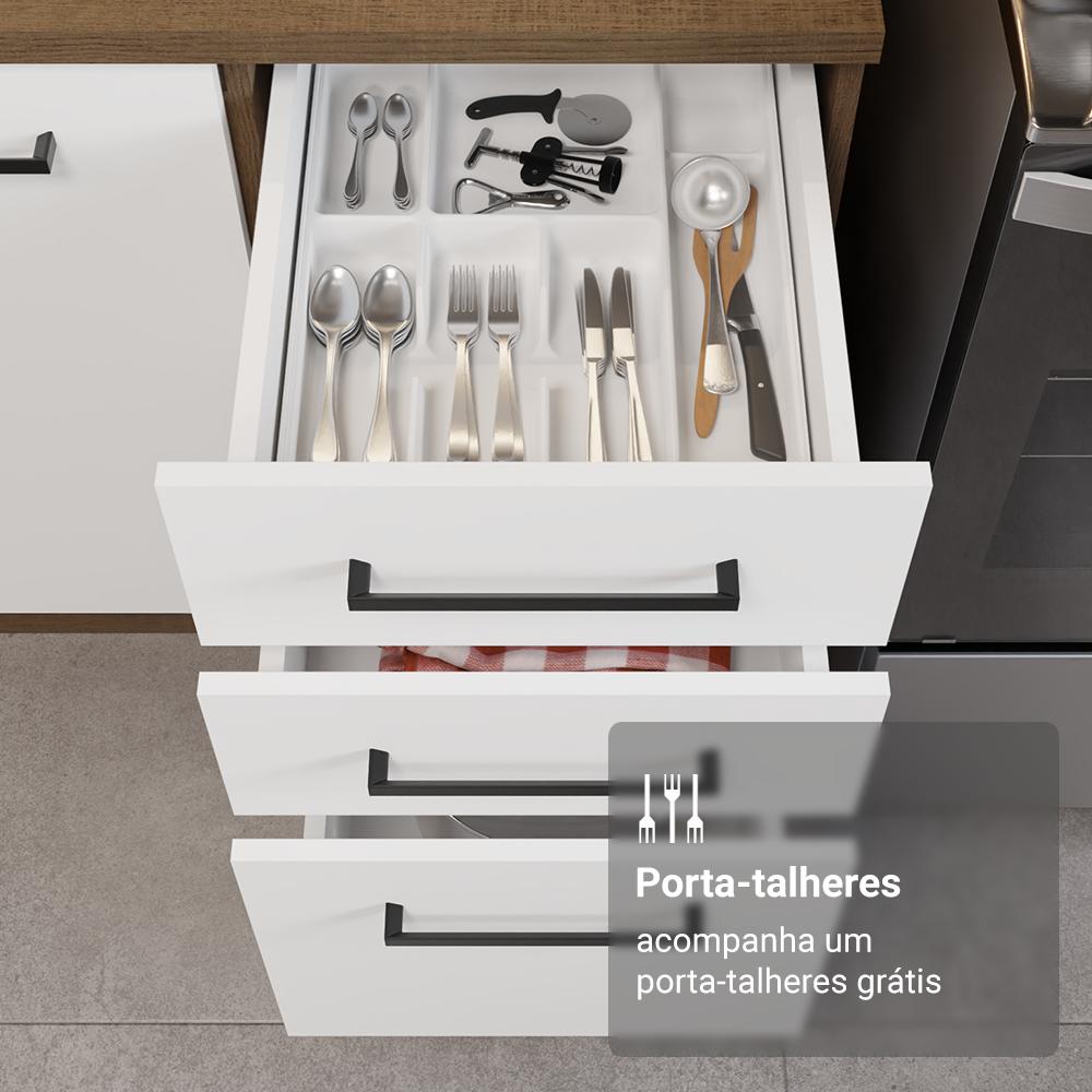 Armário de Cozinha Completa 340cm Rustic/Branco Agata Madesa 01