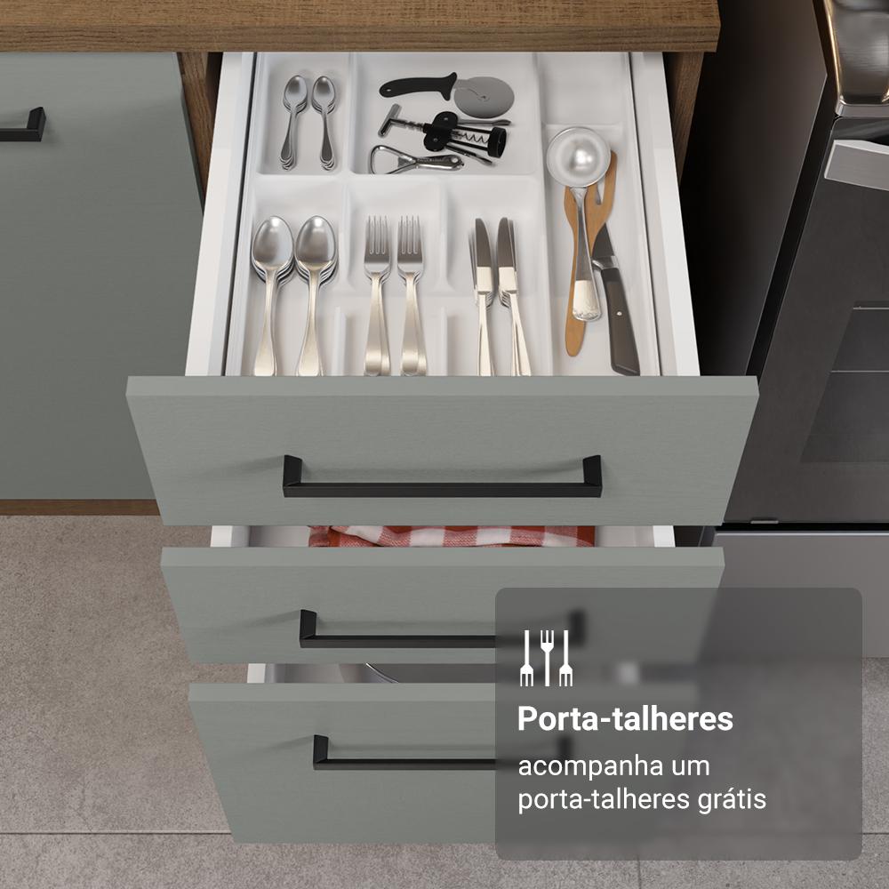 Armário de Cozinha Completa 340cm Rustic/Cinza Agata Madesa 01