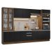 Armário de Cozinha Completa 340cm Rustic/Preto Glamy Madesa 01