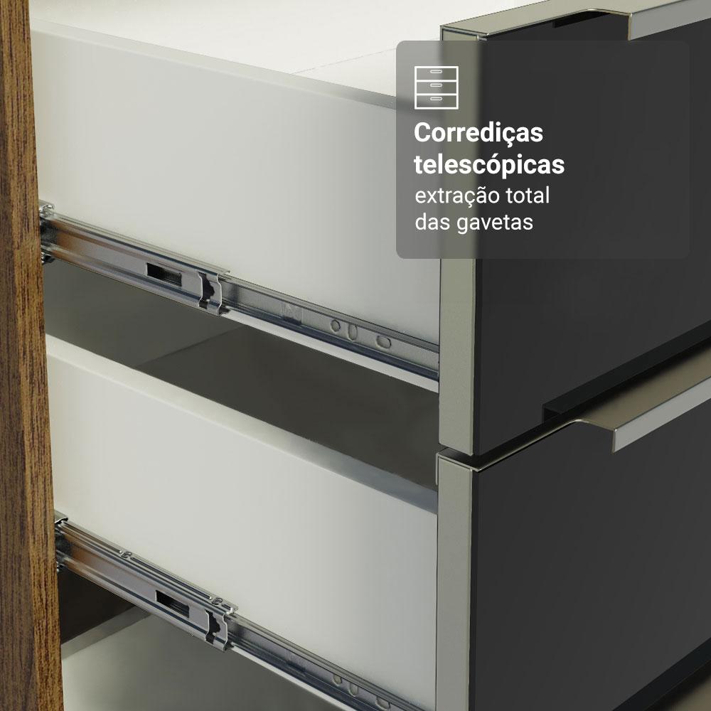 Armário de Cozinha Completa 340cm Rustic/Preto Lux Madesa 02