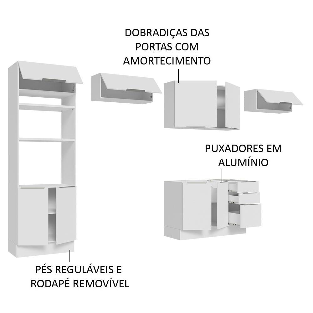 Armário de Cozinha Completa 350cm Branco Stella Madesa 0
