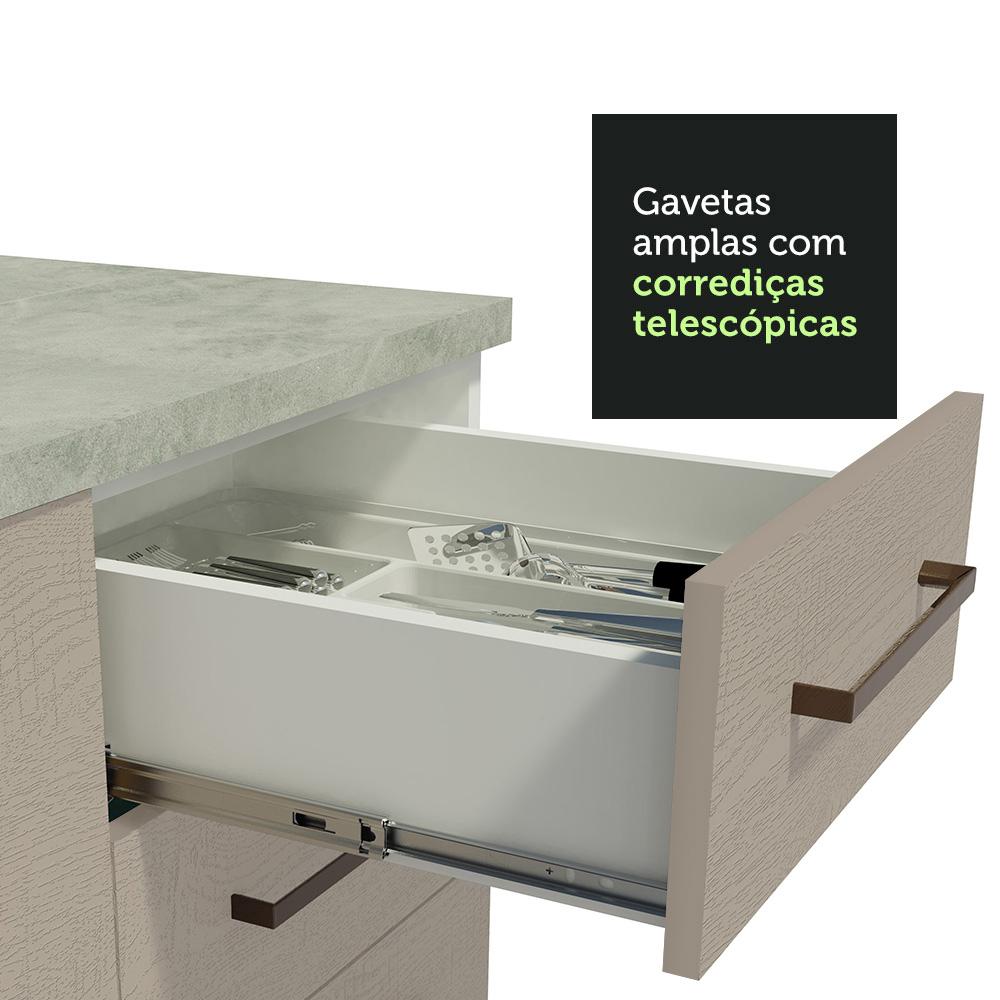 Armário de Cozinha Completa 350cm Branco/Crema Agata Madesa 01