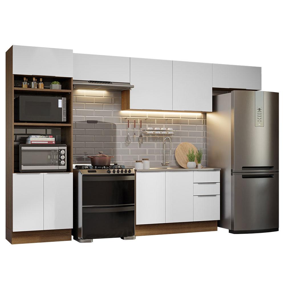 Armário de Cozinha Completa 350cm Rustic/Branco Stella Madesa 01