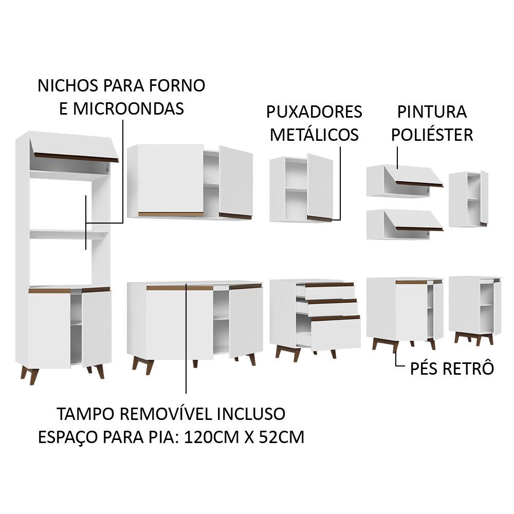 Armário de Cozinha Completa 355cm Branco Reims da Sabrina Madesa