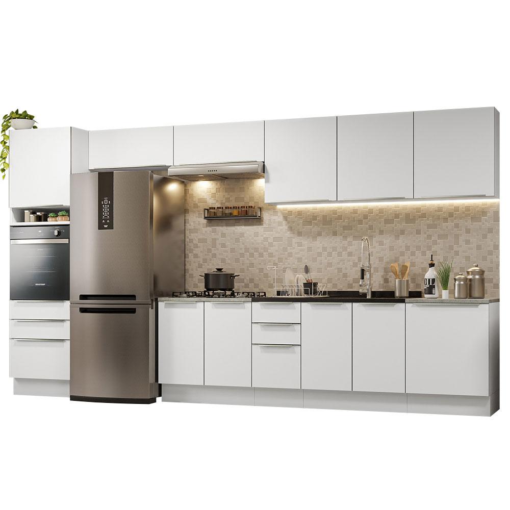 Armário de Cozinha Completa 400cm Branco Veludo Lux da Thauane Madesa