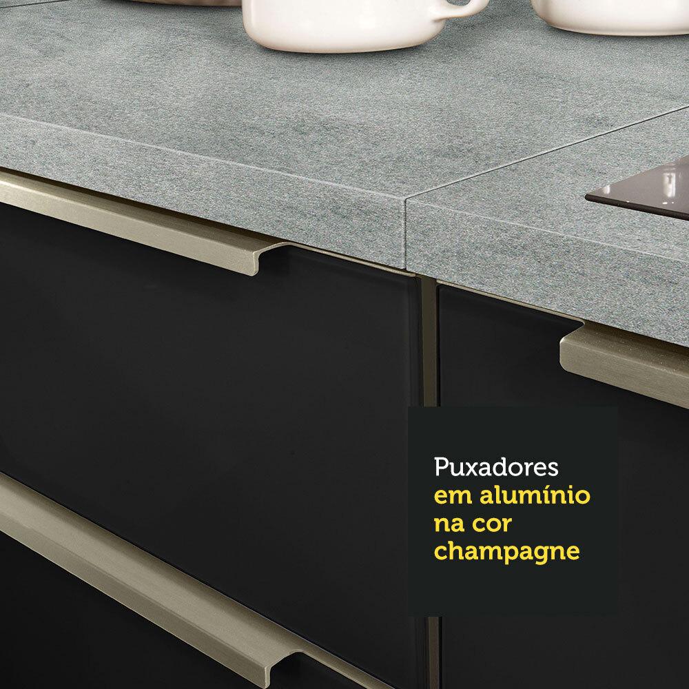 Armário de Cozinha Completa 400cm Branco/Preto Lux da Thauane Madesa