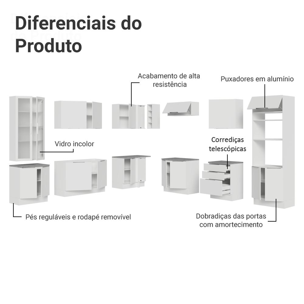 Armário de Cozinha Completa 549cm Branco Stella Madesa 01