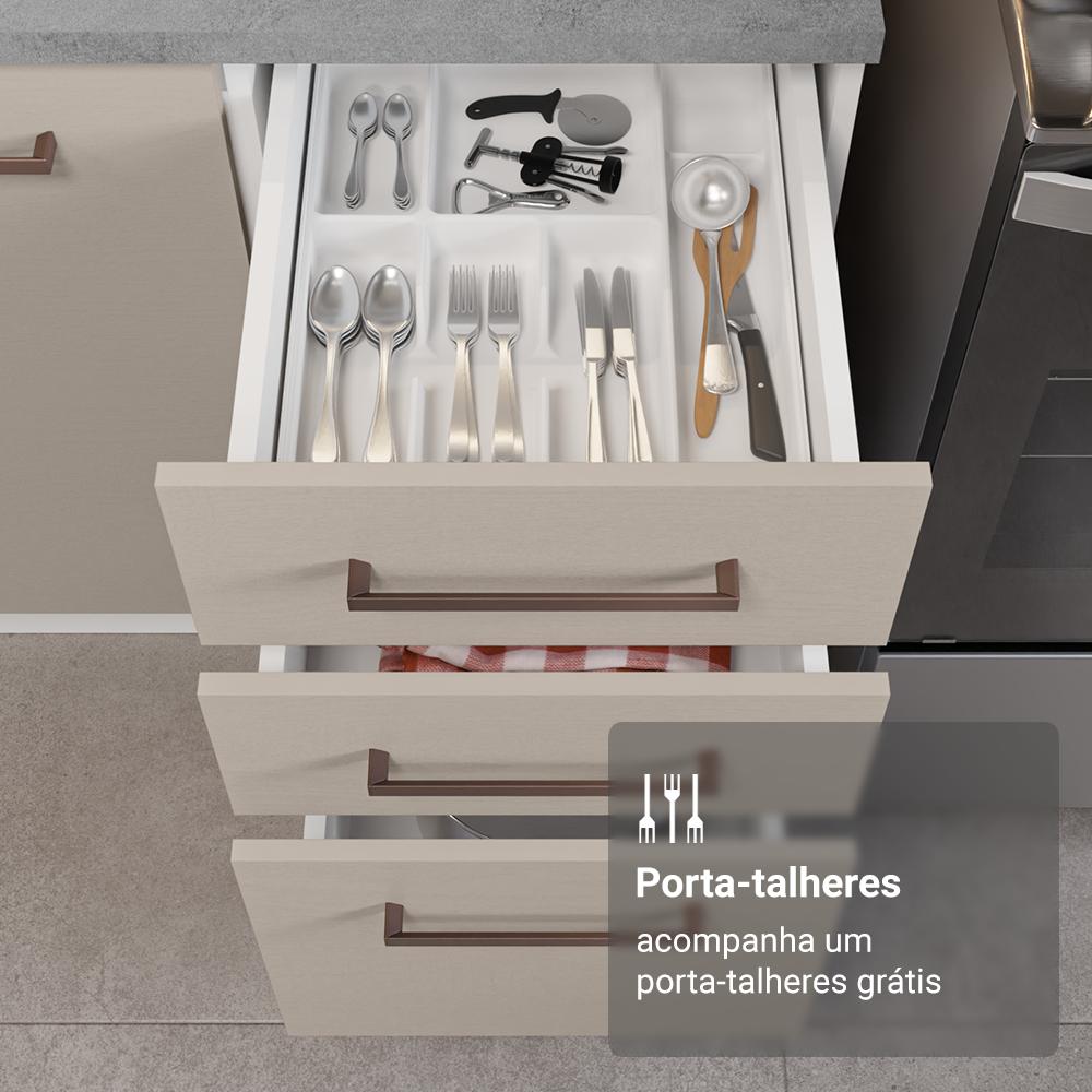 Armário de Cozinha Completa 549cm Branco/Crema Agata Madesa 01