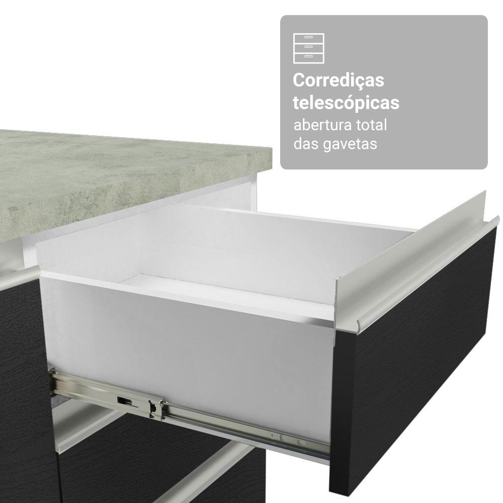 Armário de Cozinha Completa 549cm Branco/Preto Glamy Madesa 01