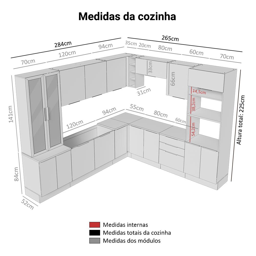 Armário de Cozinha Completa 549cm Rustic/Branco Stella Madesa 01