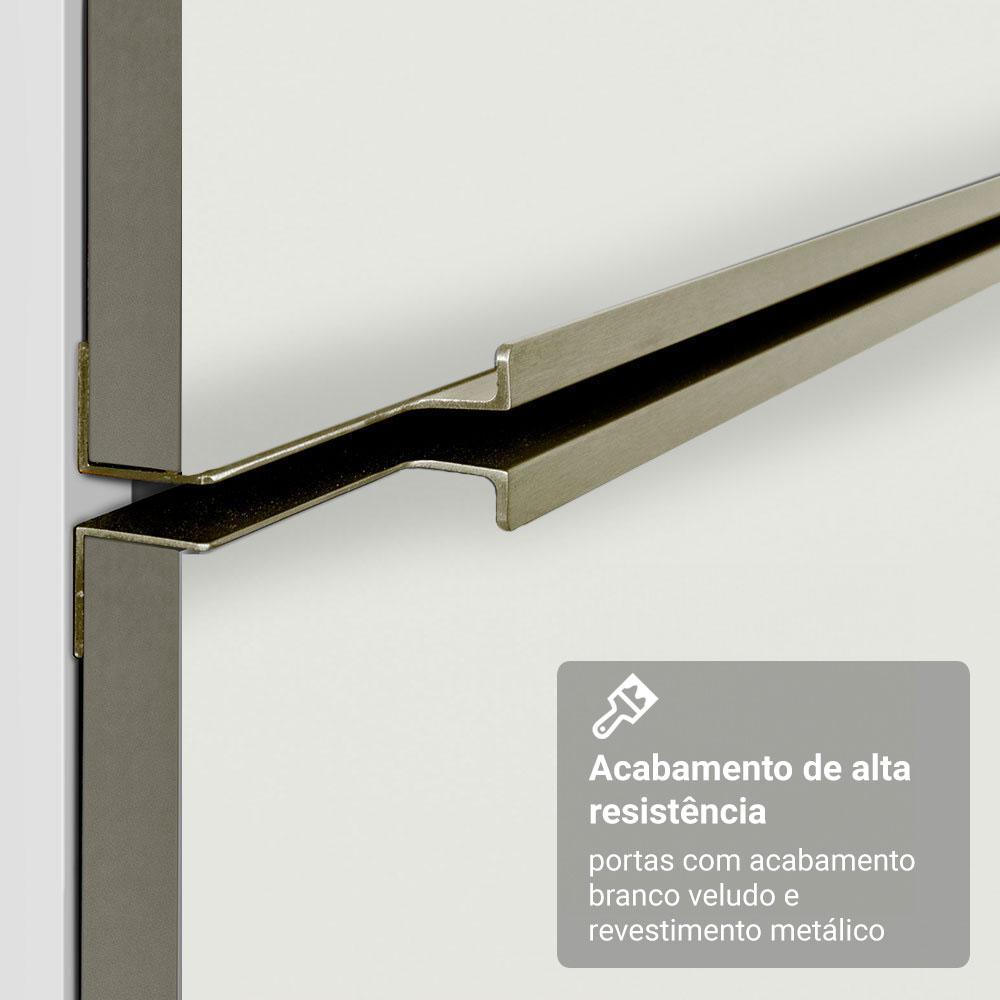 Armário de Cozinha Completa 566cm Branco/Banco Veludo Lux Madesa 01