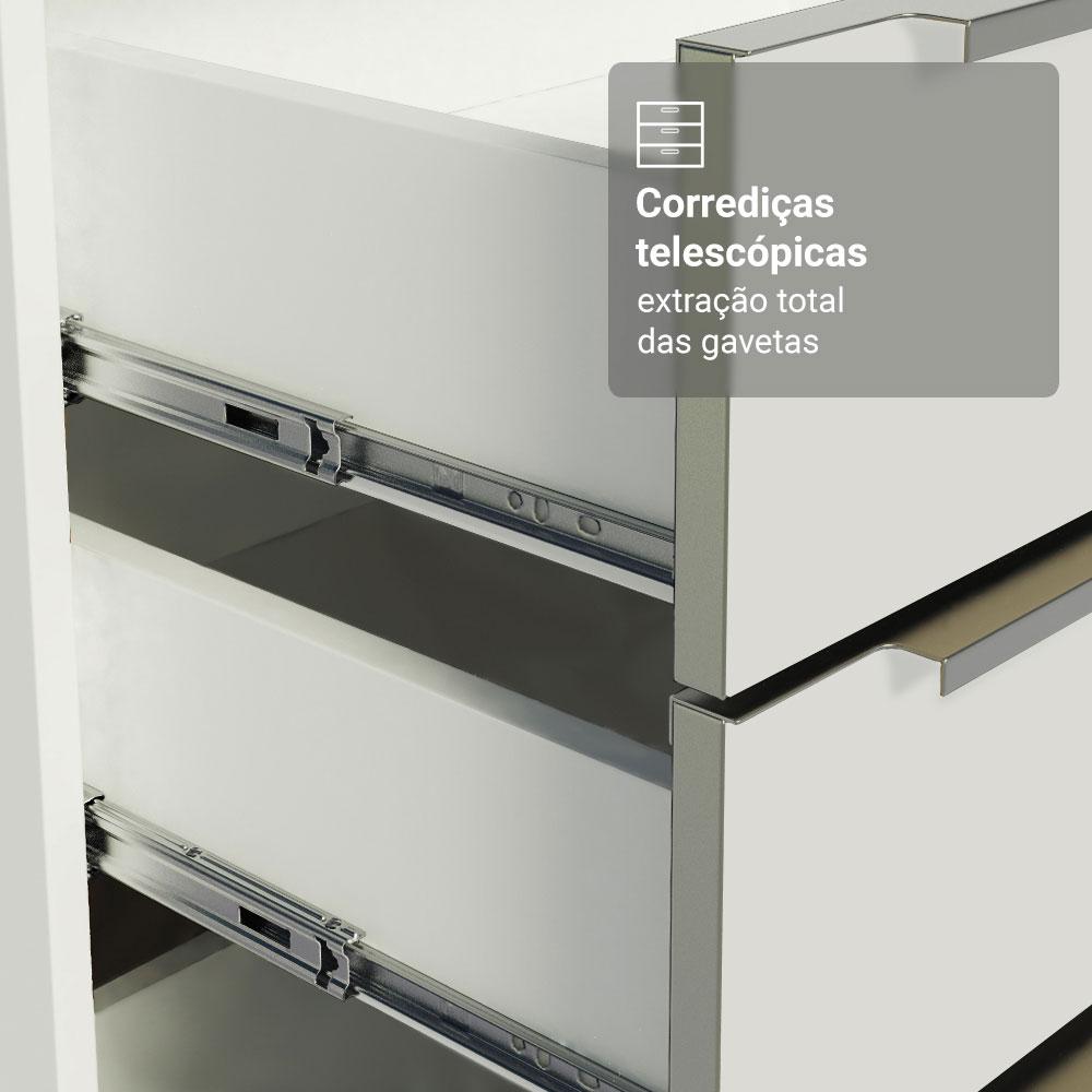 Armário de Cozinha Completa 566cm Branco/Banco Veludo Lux Madesa 01