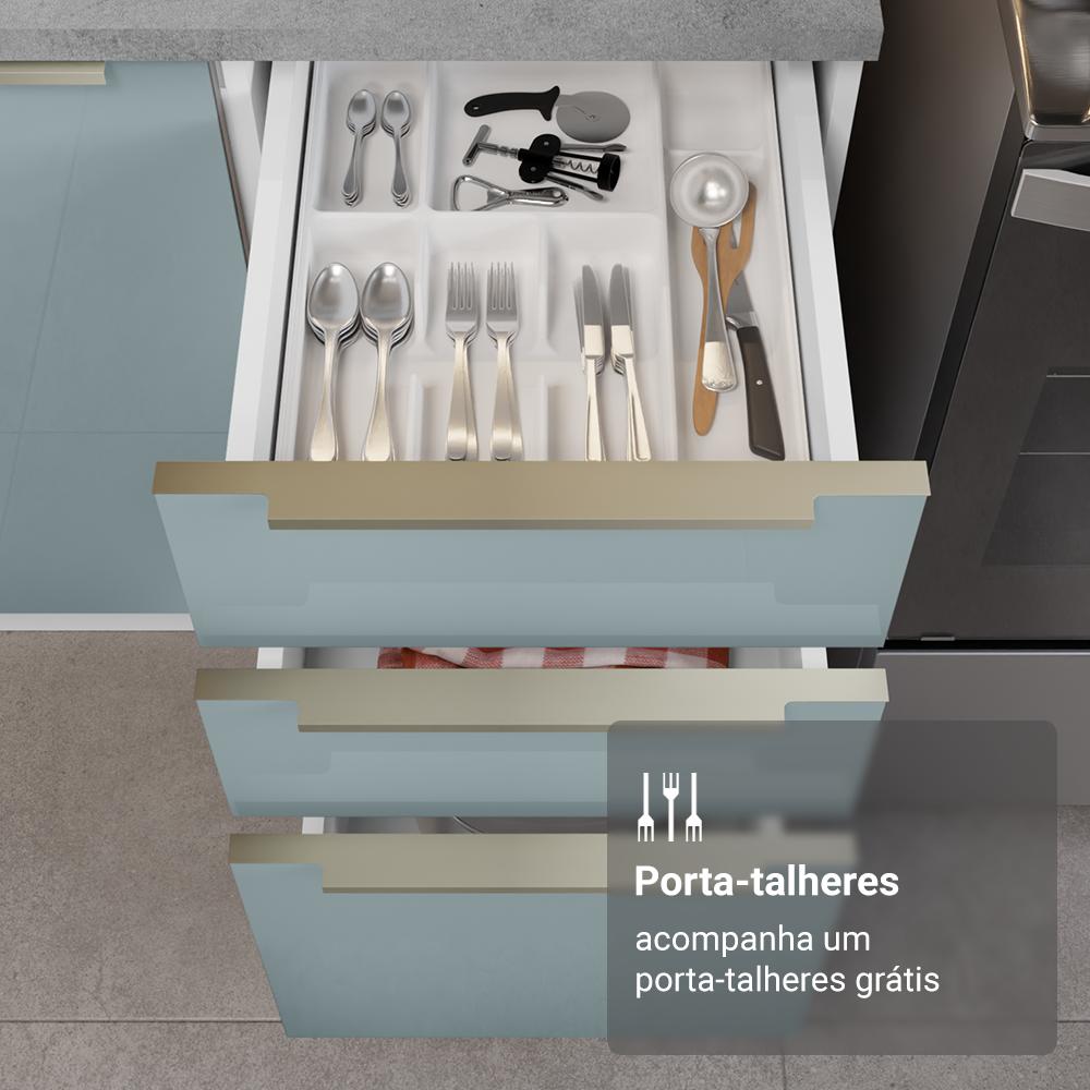 Armário de Cozinha Completa 566cm Branco/Cinza Lux Madesa 01