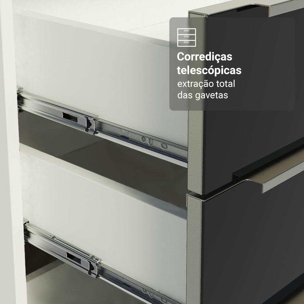 Armário de Cozinha Completa 566cm Branco/Preto Lux Madesa 01