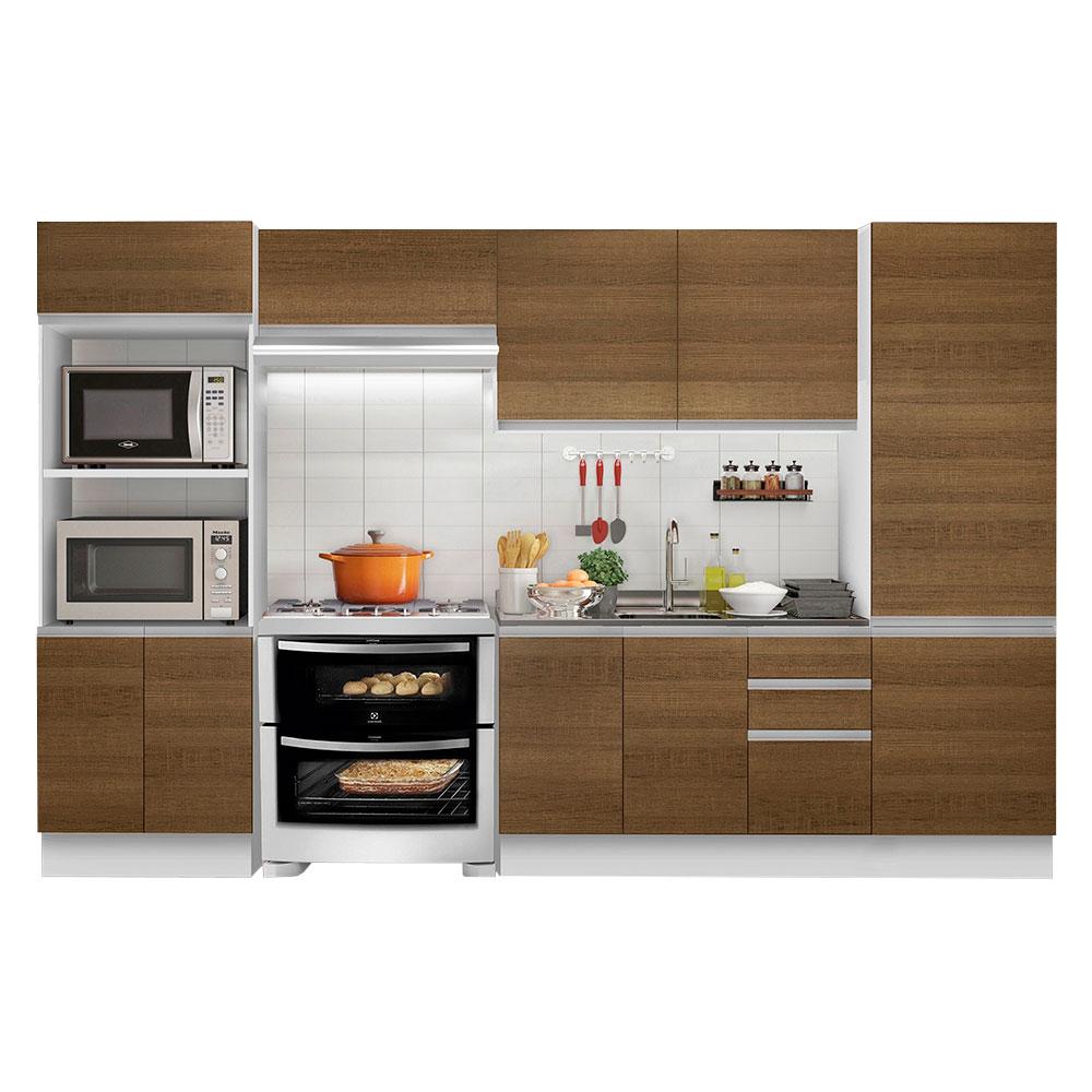 Armário de Cozinha Completa Madesa 100% MDF Acordes XA330002 Balcão (Sem Tampo e Pia) Branco/Rustic