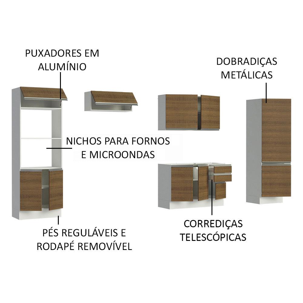 Armário de Cozinha Completa Madesa 100% MDF Acordes XA330002 Balcão (Sem Tampo e Pia) Branco/Rustic