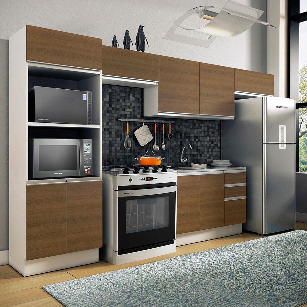 Armário de Cozinha Completa Madesa 100% MDF Acordes XA350001 Balcão (Sem Tampo e Pia) Branco/Rustic
