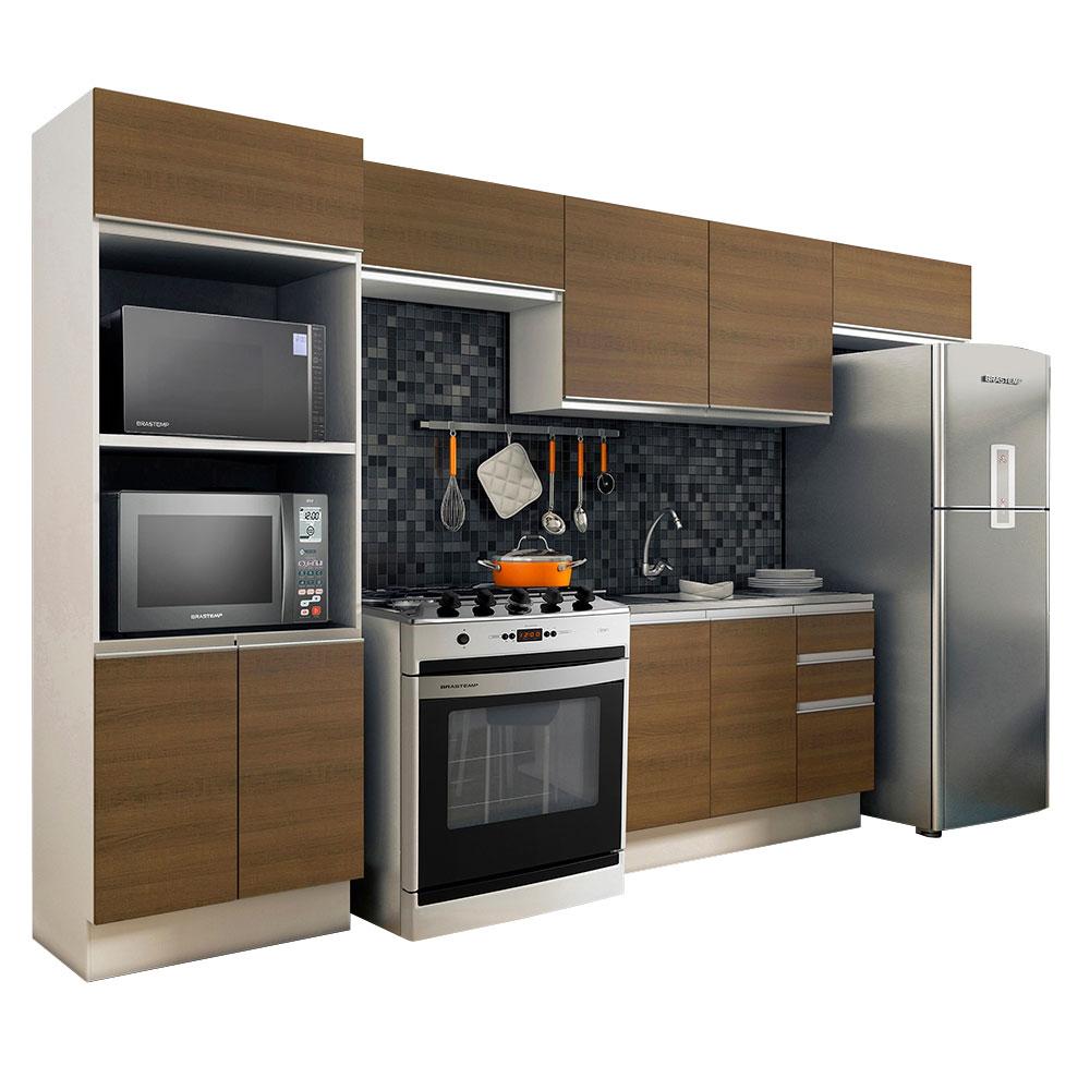 Armário de Cozinha Completa Madesa 100% MDF Acordes XA350001 Balcão (Sem Tampo e Pia) Branco/Rustic