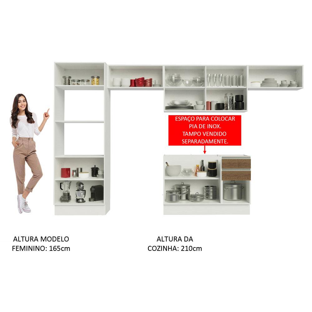 Armário de Cozinha Completa Madesa 100% MDF Acordes XA350001 Balcão (Sem Tampo e Pia) Branco/Rustic