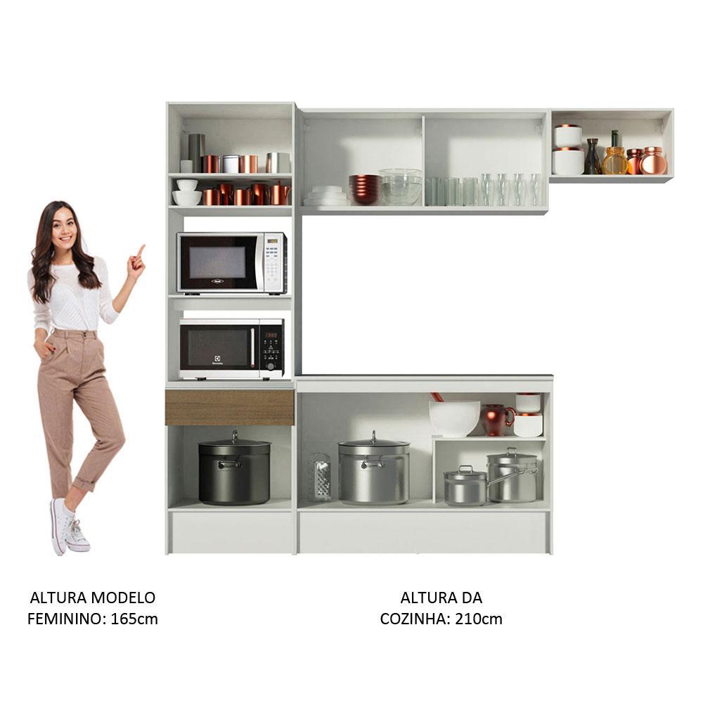 Armário de Cozinha Completa Madesa Diamante com Um Balcão e Tampo - Branco/Rustic