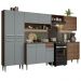 Armário de Cozinha Completa Madesa Emilly 293001 com Balcão e Paneleiro - Rustic/Cinza