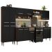 Armário de Cozinha Completa Madesa Emilly 293001 com Balcão e Paneleiro - Rustic/Preto