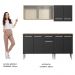Armário de Cozinha Completa Madesa Emilly Box com Balcão e Aéreo Vidro - Rustic/Preto