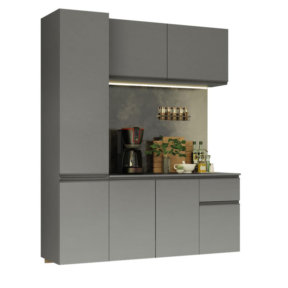 Armário de Cozinha Completa Suspenso 160cm Cinza Nice Madesa 02