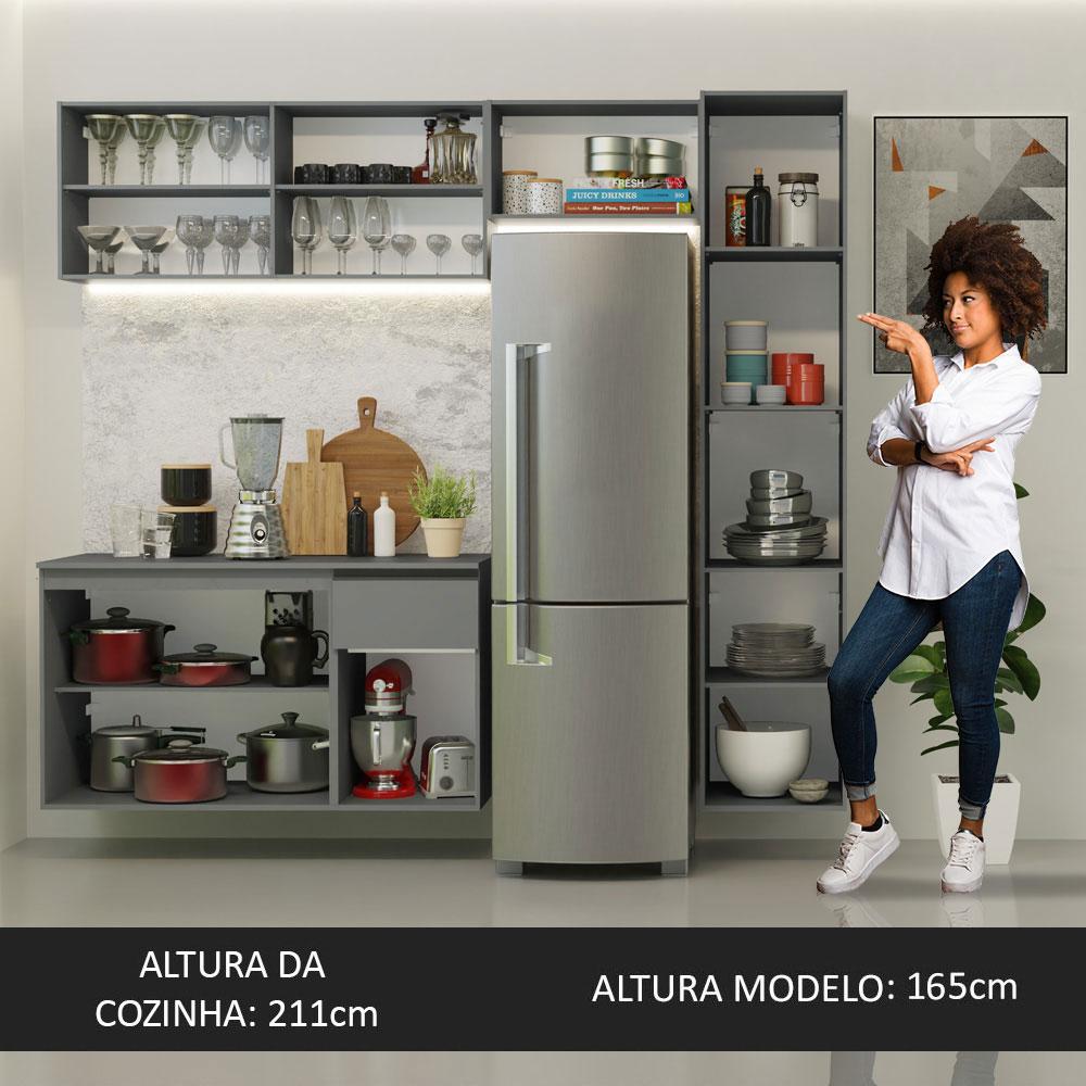 Armário de Cozinha Completa Suspenso 220cm Cinza Nice Madesa 04